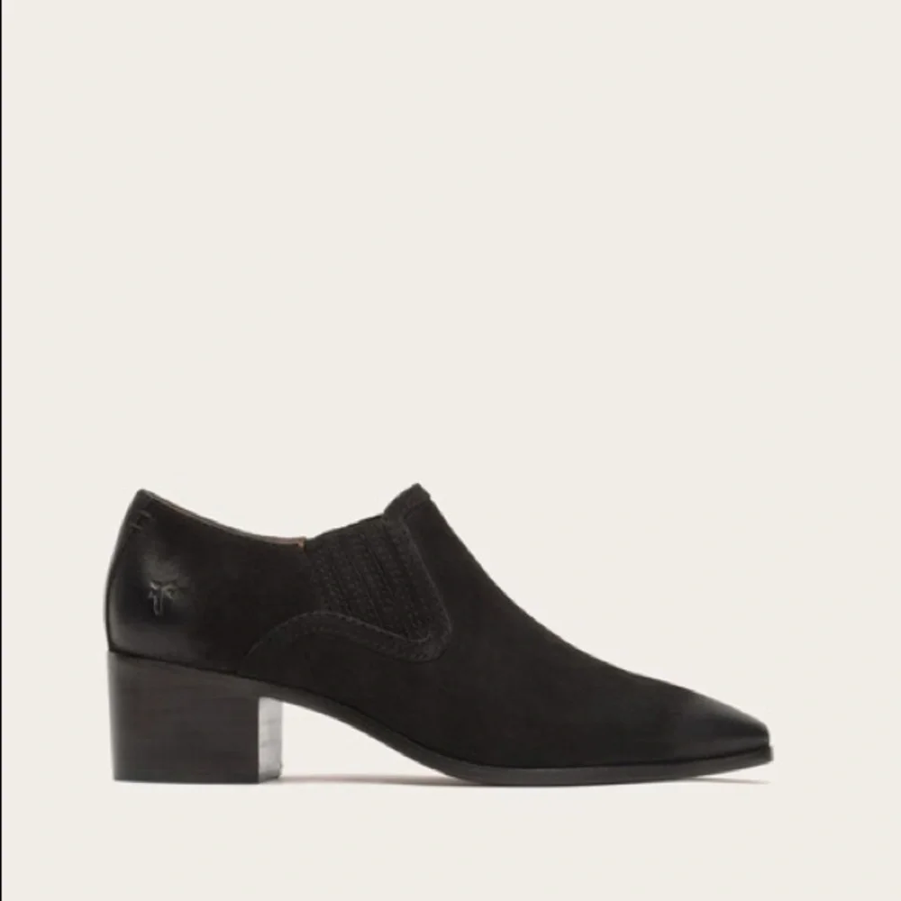 $339 Frye Eleanor Black Leather Western Shootie Everyday Casual Comfy Ankle Boot - Picture 2 of 16